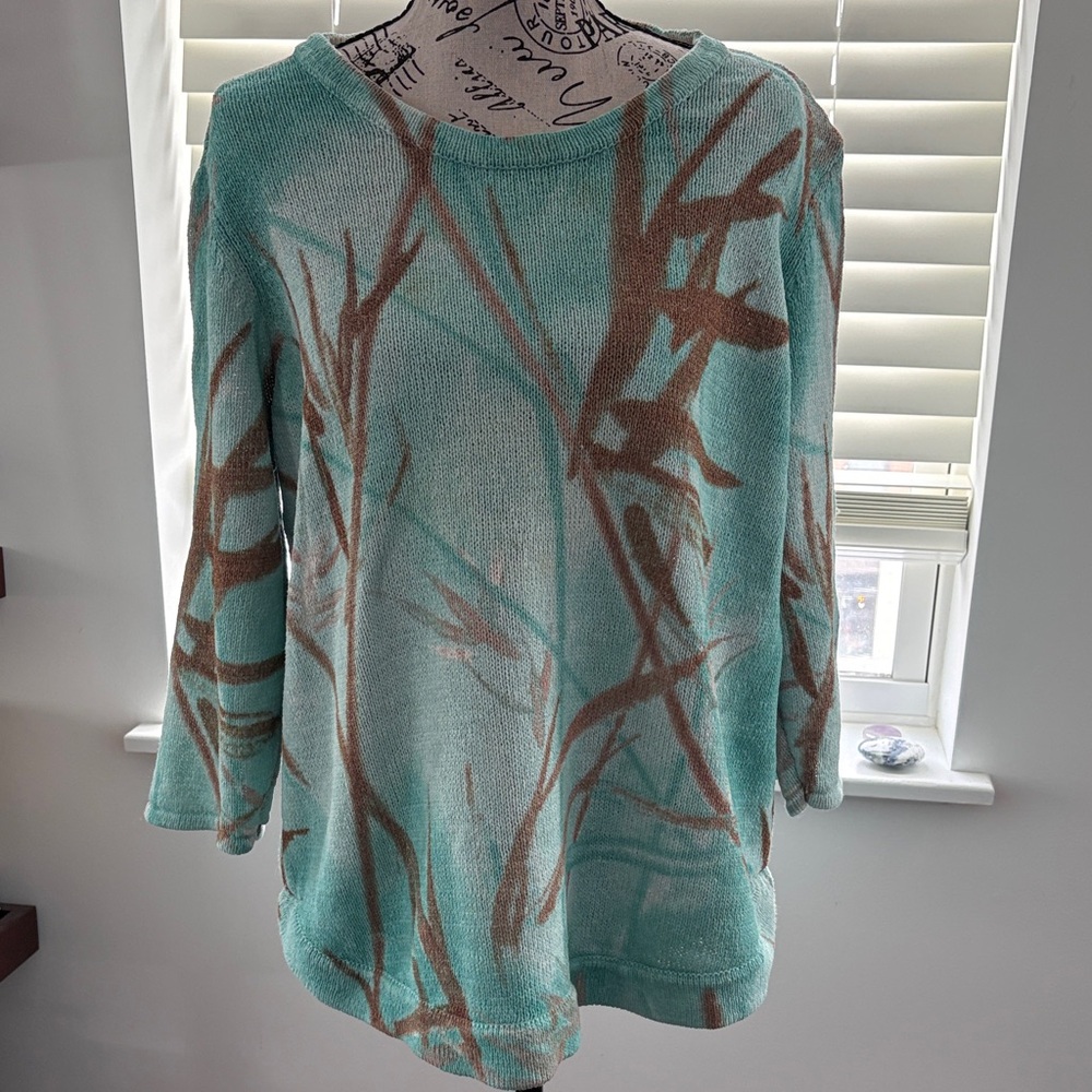 Chico’s size 3 Mint and Brown Women's Sweater